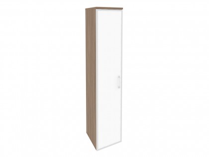 Мебель для персонала ONIX O.SU-1.10R(L/R) white Шкаф высокий узкий (1 высокий фасад стекло лакобель в раме)